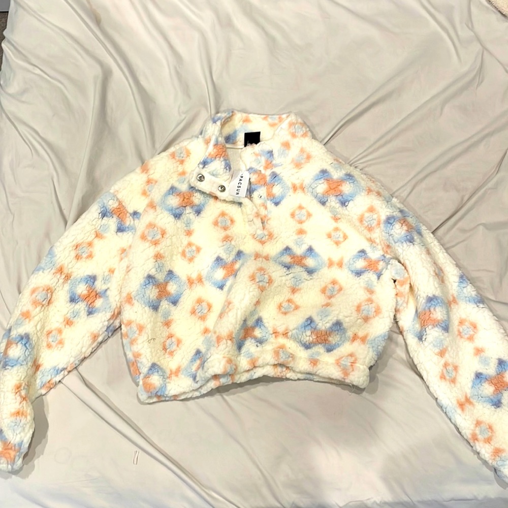 Brand new fuzzy cropped Pacsun teddy jacket